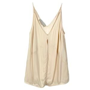 NWOT STELLA MCCARTNEY Top Blouse 42~M Cream V-Neck A-Line Cut-Out Curve-Hem